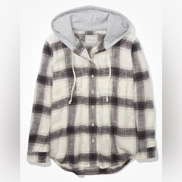 AE Cozy Cabin Oversized Hoodie Flannel, Women’s size L - Picture 3 of 7